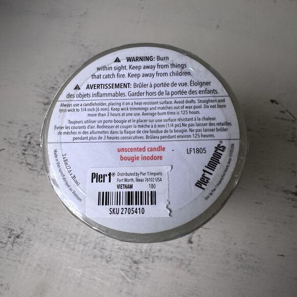 Pier 1 imports 3”x8” Candle Inodore Scent - Picture 3 of 4
